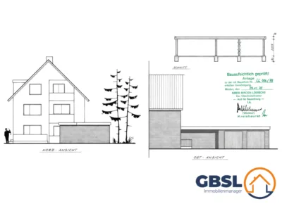 6 Wohnungen, 2 Garagen, 1 Carport, 1 überdachter Stellplatz und 2 weitere befestigte Stellplätze - Ansichten - Schnitt - Garage (3299)